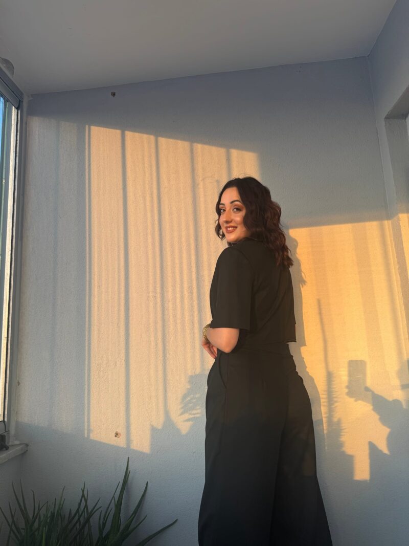 Siyah kısa kol crop ceket takım