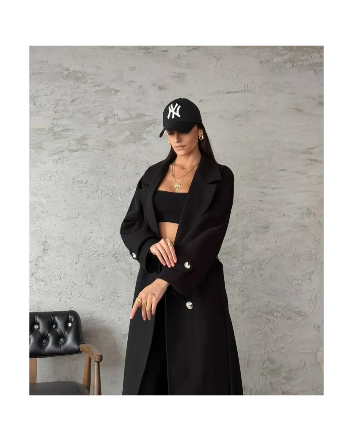 Siyah kolu apoletli kaşe kaban 3 Siyah kolu apoletli kaşe kaban - Görsel 3