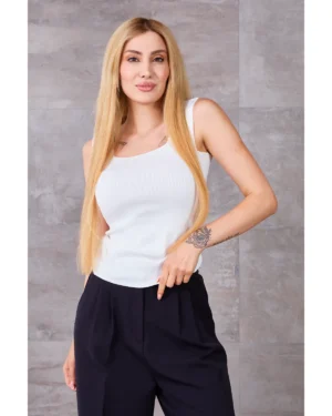 Kare Yaka Kalın Askılı Triko Atlet