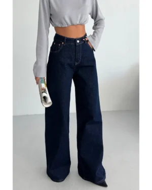 Yüksek Bel Palozzo Kot Pantolon