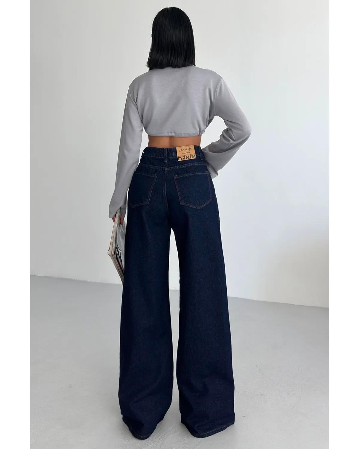 Yüksek Bel Palozzo Kot Pantolon 4 Yüksek Bel Palozzo Kot Pantolon - Görsel 4