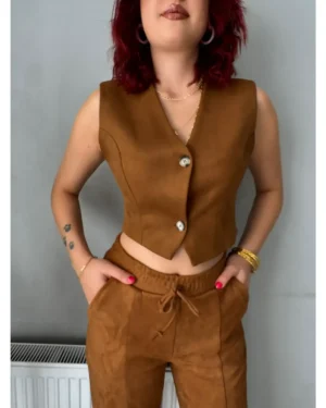 Kahverengi süet pantolon