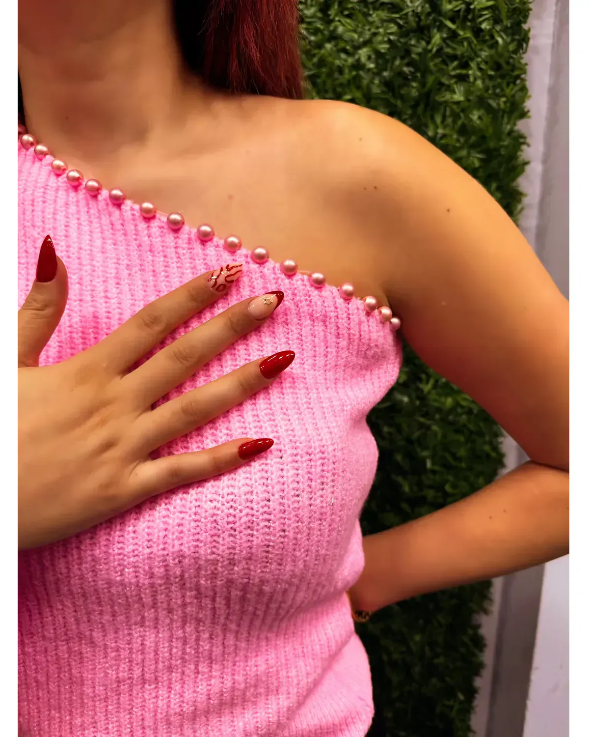 Şeker Pembe Omuz İnci Detaylı Kazak 2 Şeker Pembe Omuz İnci Detaylı Kazak - Görsel 2