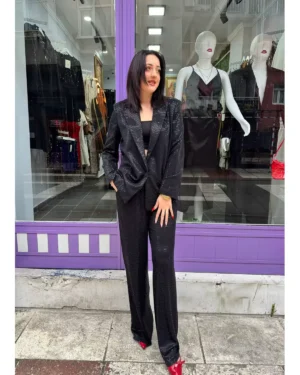 Yüksek Bel Payetli Pantolon