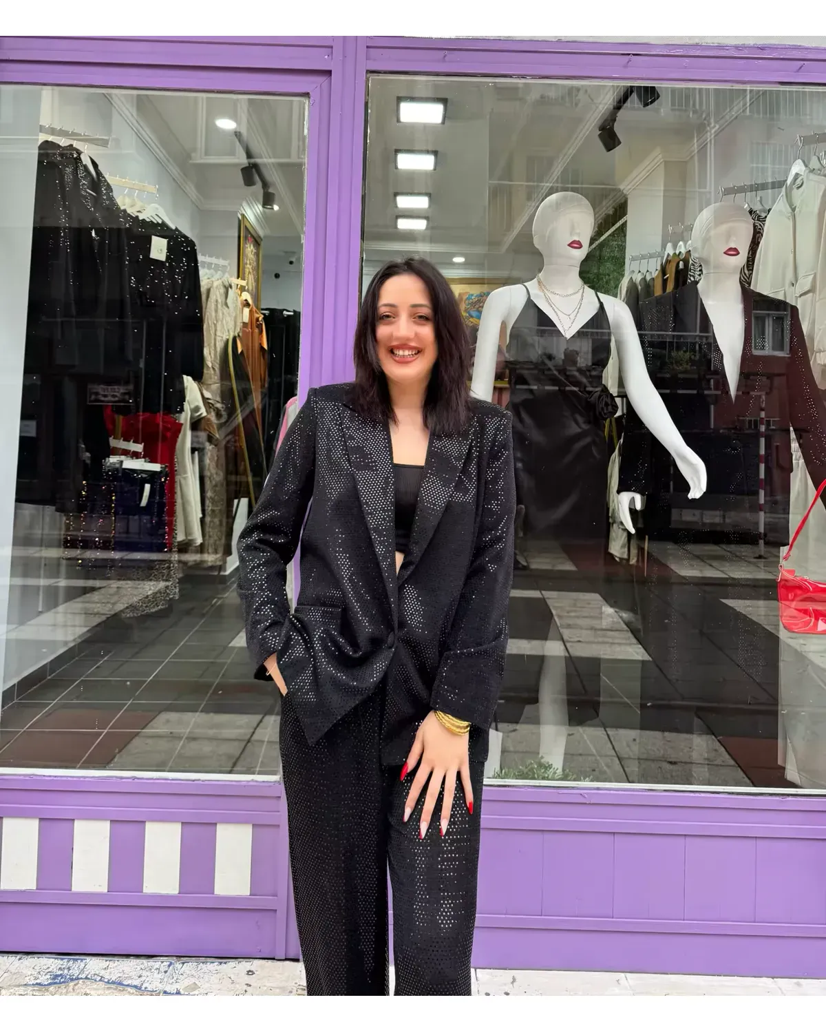 Yüksek Bel Payetli Pantolon 2 Yüksek Bel Payetli Pantolon - Görsel 2